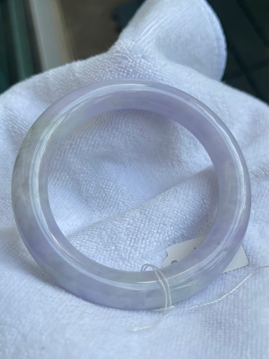 Natural Lavender Jade Bangle Round Grade A Untreated, Certified Myanmar Jadeite - A16