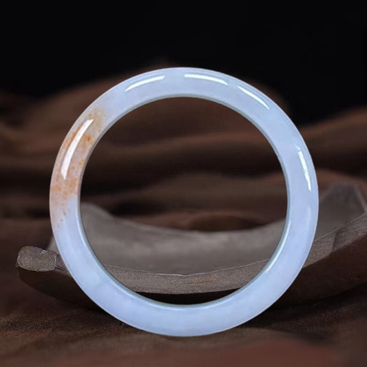 Natural Purple With Koi Pattern Jade Bangle Round, Type A Myanmar Jadeite (A1929)