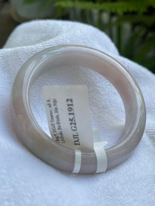 Natural Jade Bangle Bracelet – Tricolor Pink-Purple ‘Apple Green’ Jadeite Bangle, Type A (A1912)