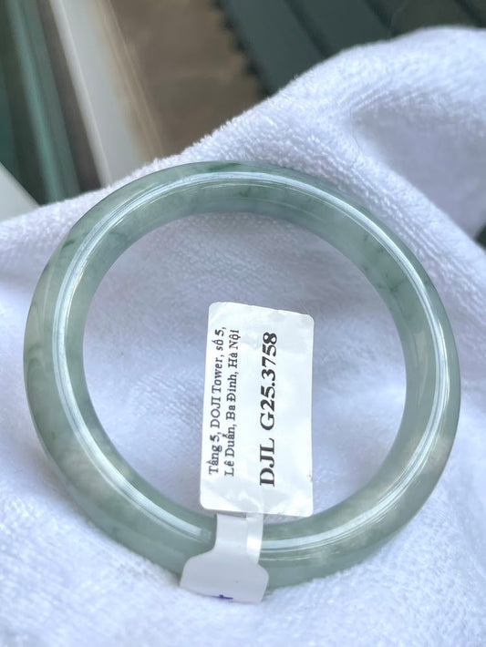 Natural Jade Bangle Bracelet – Blue Purple Floating Dark Green Veins, Certified Myanmar Jewelry Gift (A3758)