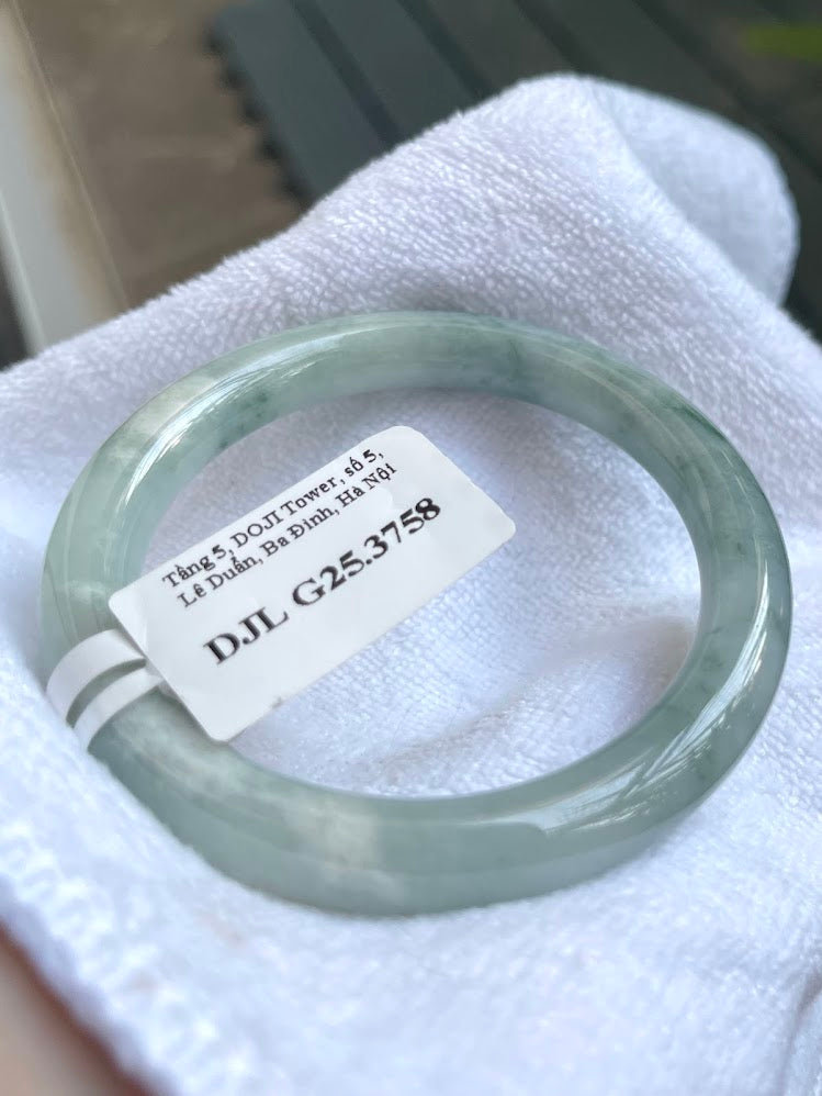 Natural Jade Bangle Bracelet – Blue Purple Floating Dark Green Veins, Certified Myanmar Jewelry Gift (A3758)