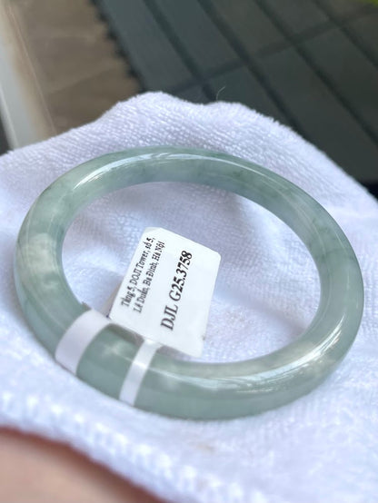 Natural Jade Bangle Bracelet – Blue Purple Floating Dark Green Veins, Certified Myanmar Jewelry Gift (A3758)