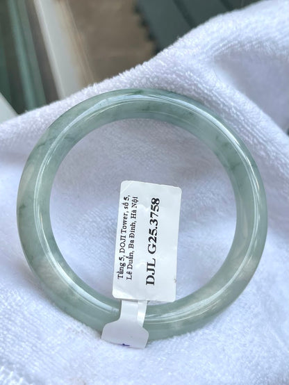 Natural Jade Bangle Bracelet – Blue Purple Floating Dark Green Veins, Certified Myanmar Jewelry Gift (A3758)