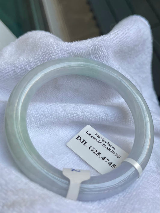 Natural Jade Bangle Round, Purple Blue With Green Color, Type A Untreated, Certified Myanmar Jadeite (A4745)