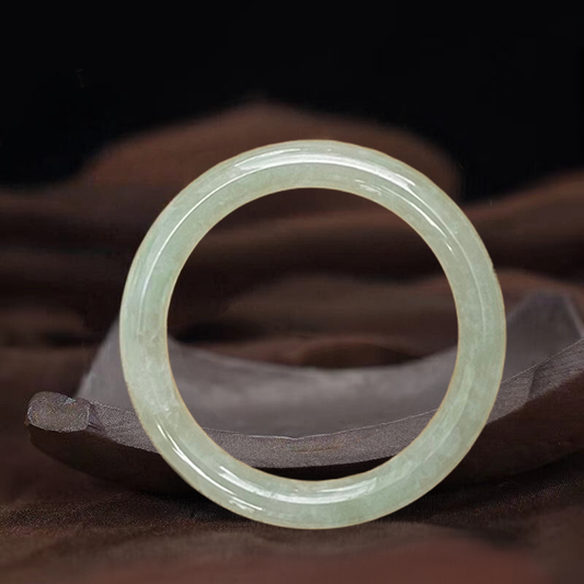 Certified Type A Apple Green Jade Bangle Bracelet with Natural Veins