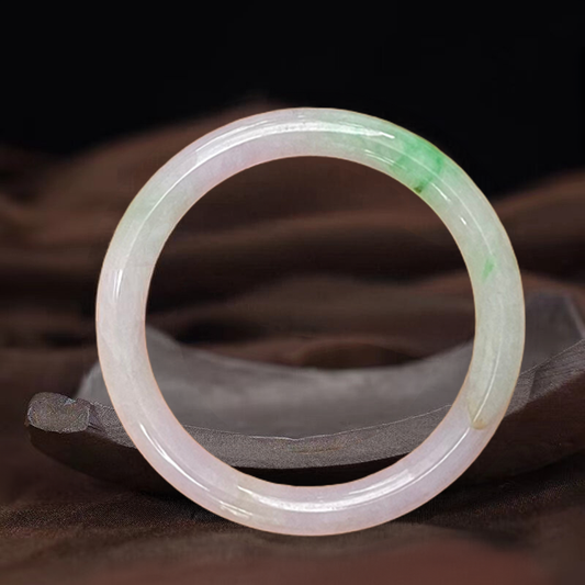 Certified Type A Lavender with Green Jade Bangle Bracelet