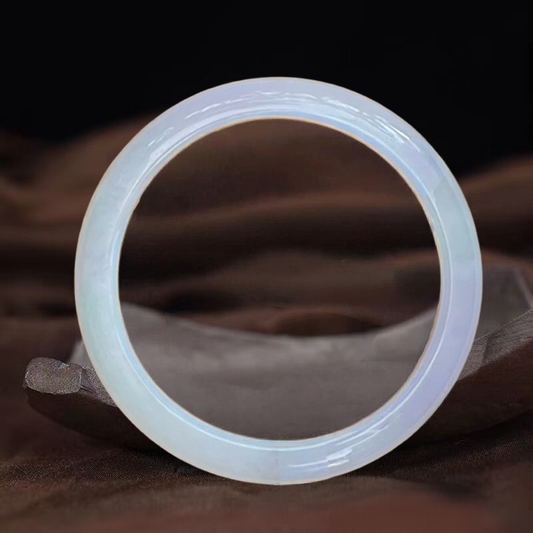 Certified Type A Lavender Fine-Grain Veined Jadeite Bangle Bracelet