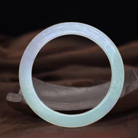 Certified Type A Spring Green Fine-Grain Jadeite Bangle Bracelet