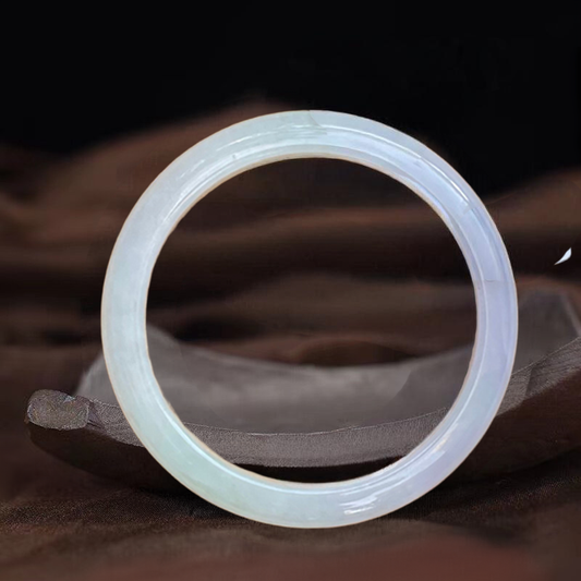 Certified Type A Spring Green Veined Jadeite Bangle Bracelet