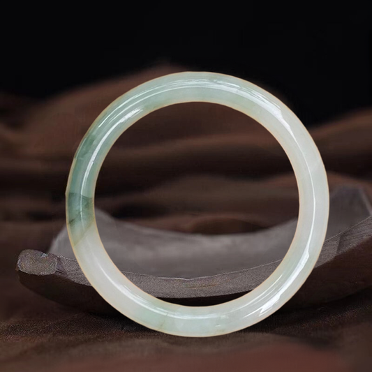 Certified Type A Floral Veined Jadeite Bangle Bracelet