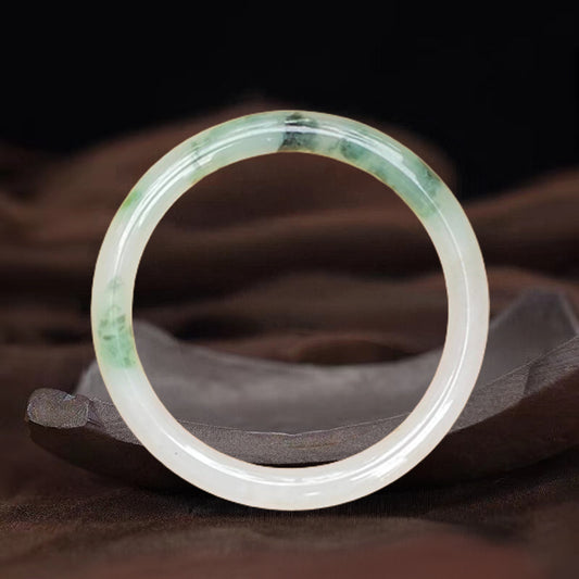 Certified Type A Jade Bangle Bracelet – Pale Green with Light Green