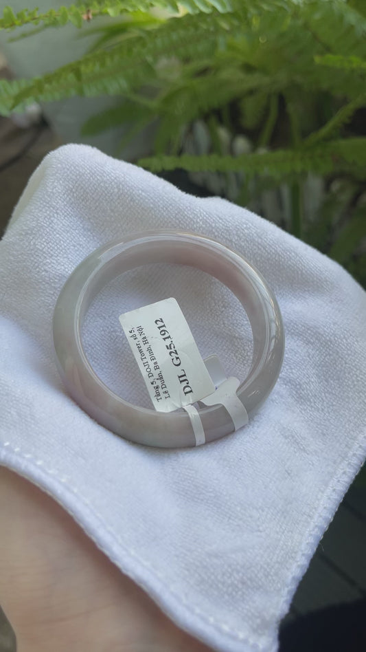 Natural Jade Bangle Bracelet – Tricolor Pink-Purple ‘Apple Green’ Jadeite Bangle, Type A (A1912)