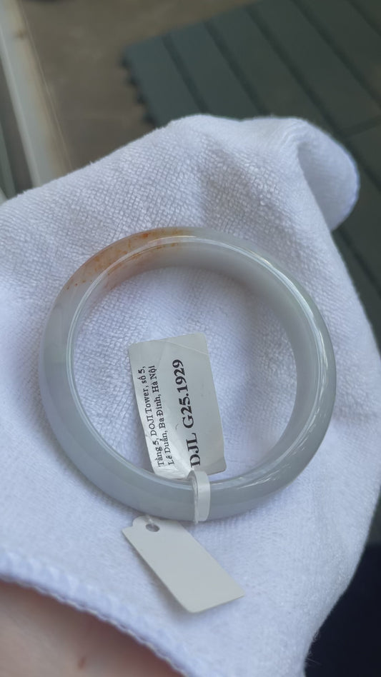 Natural Purple With Koi Pattern Jade Bangle Round, Type A Myanmar Jadeite (A1929)