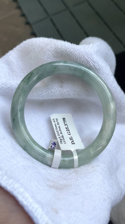 Natural Jade Bangle Bracelet – Blue Purple Floating Dark Green Veins, Certified Myanmar Jewelry Gift (A3758)