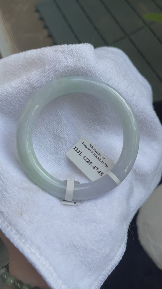 Natural Jade Bangle Round, Purple Blue With Green Color, Type A Untreated, Certified Myanmar Jadeite (A4745)